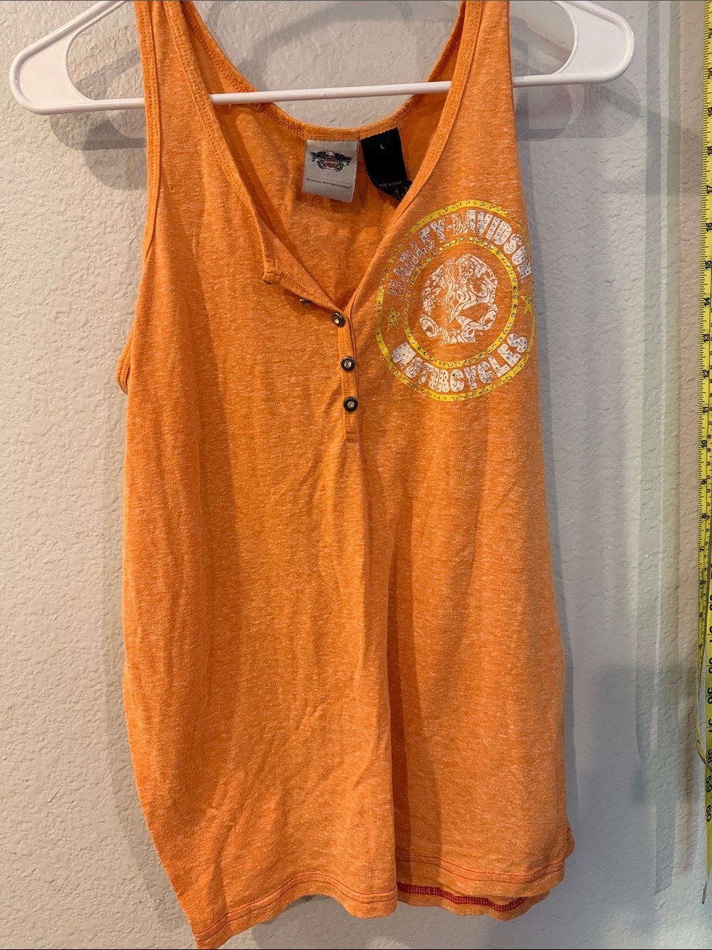 Harley-Davidson Orange Henley Graphic Tank Top
